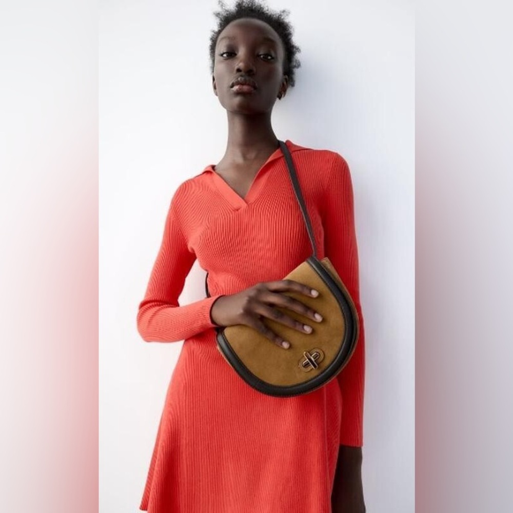 LAST CALL NEW ZARA Elegant Genuine Suede Tan Crossbody Bag